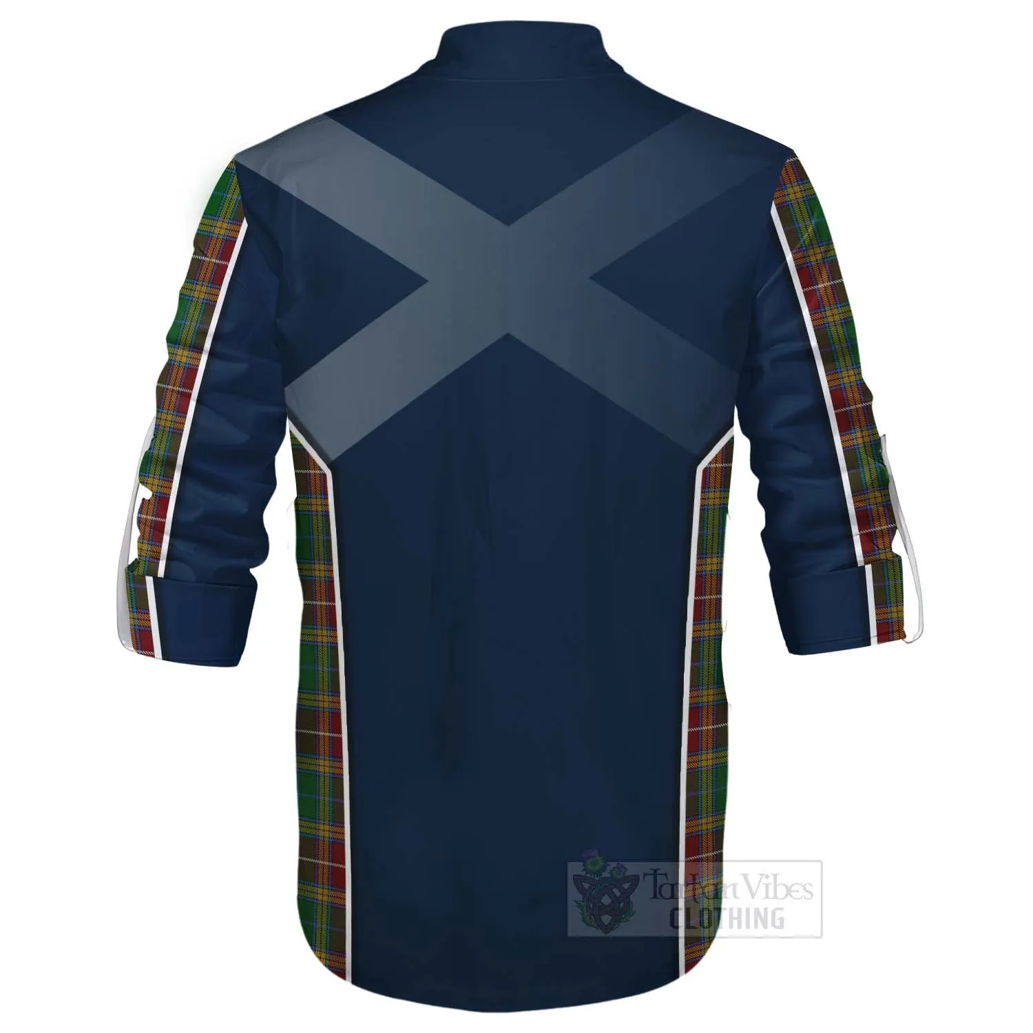 Baxter Tartan Ghillie Kilt Shirt with Family Crest and Scottish Thistle Vibes Sport Style