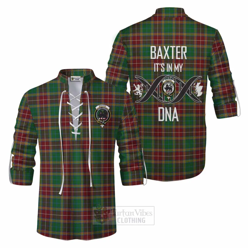 Baxter Tartan Ghillie Kilt Shirt with Family Crest DNA In Me Style