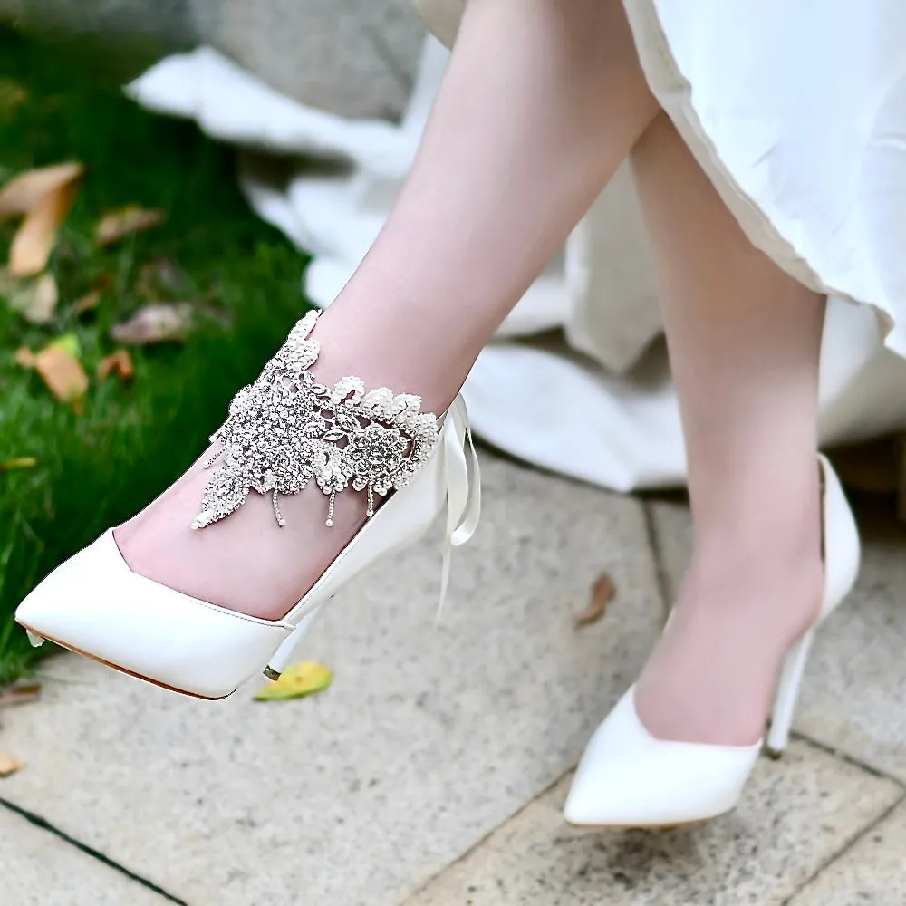 Beaded Lace Wedding Ankle Jewelry, Barefoot Sandals