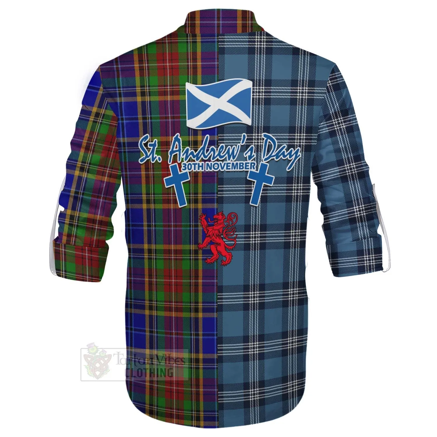 Beattie (Beatty) Tartan Ghillie Kilt Shirt Happy St. Andrew's Day Half Tartan Style