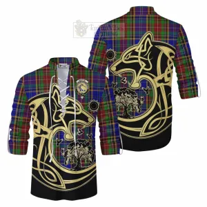 Beattie (Beatty) Tartan Ghillie Kilt Shirt with Family Crest Celtic Wolf Style