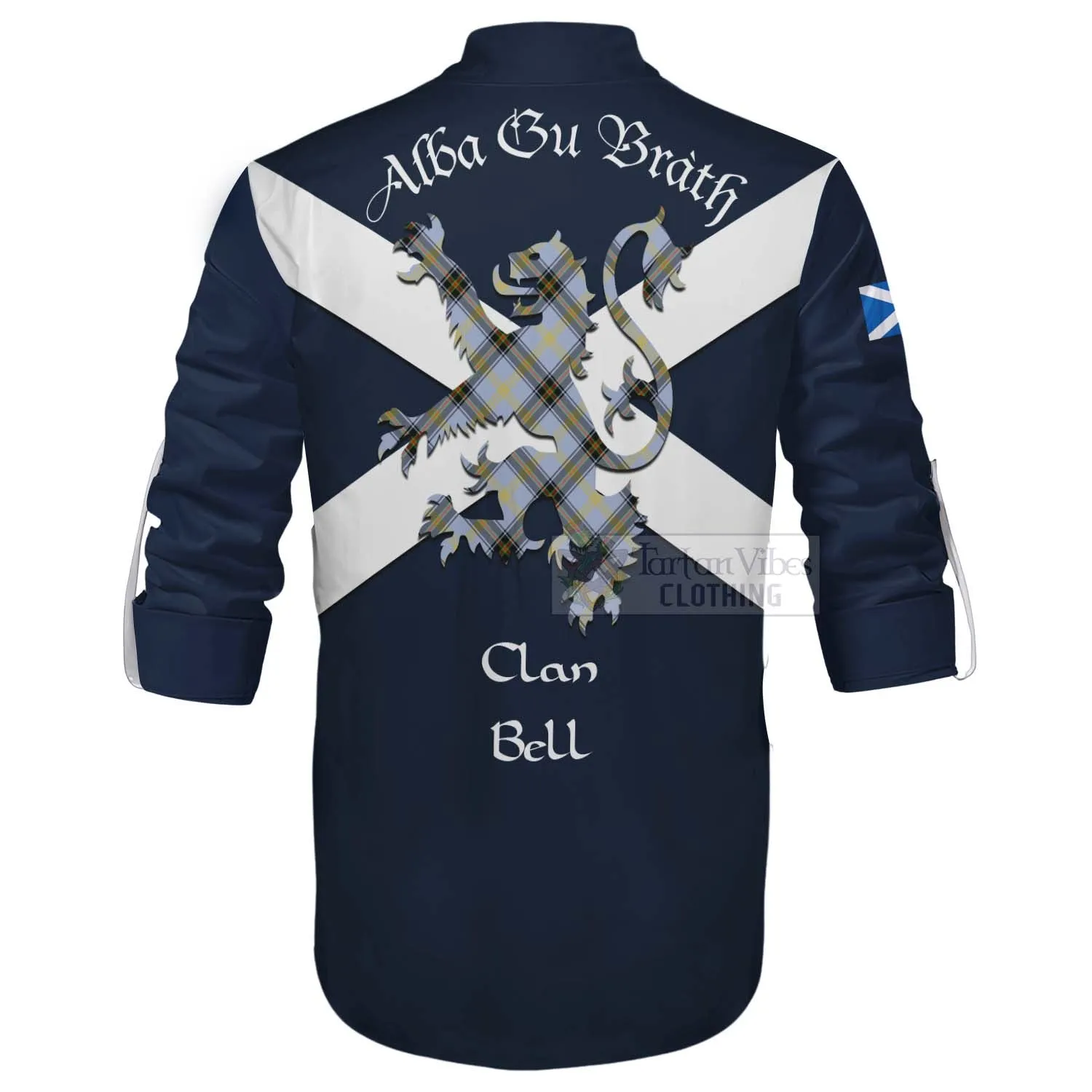 Bell Tartan Lion Rampant Ghillie Kilt Shirt Proudly Display Your Heritage with Alba Gu Brath and Clan Name