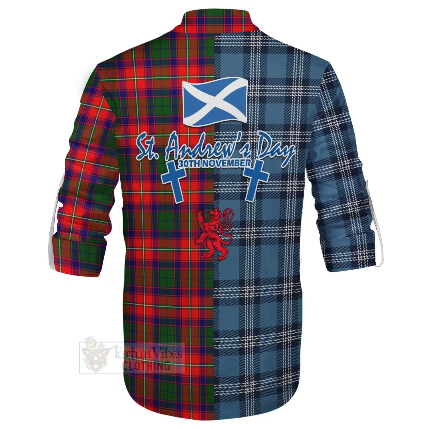 Belshes (Belsches) Tartan Ghillie Kilt Shirt Happy St. Andrew's Day Half Tartan Style