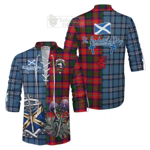 Belshes (Belsches) Tartan Ghillie Kilt Shirt Happy St. Andrew's Day Half Tartan Style