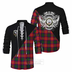 Belshes (Belsches) Tartan Ghillie Kilt Shirt with Family Crest and Military Logo Style
