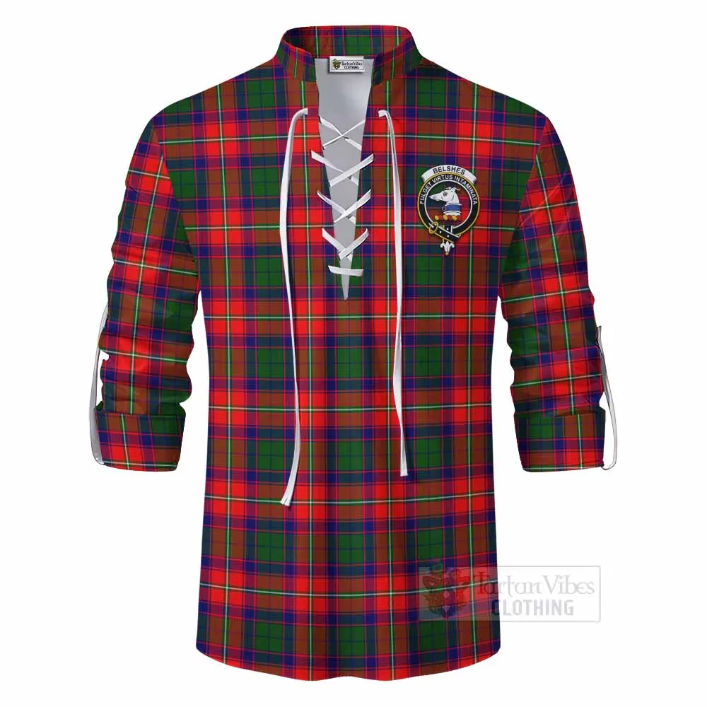 Belshes (Belsches) Tartan Ghillie Kilt Shirt with Family Crest DNA In Me Style