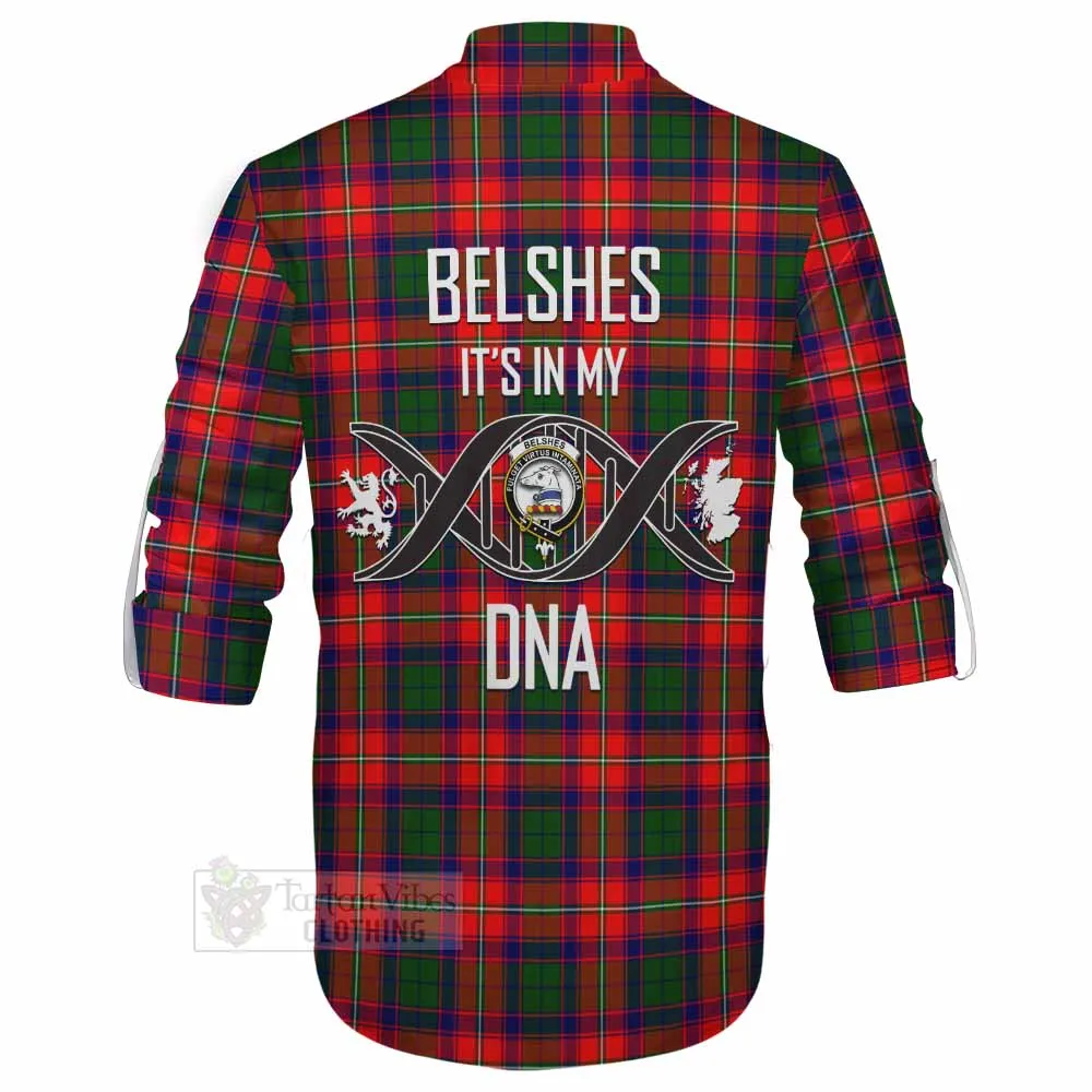 Belshes (Belsches) Tartan Ghillie Kilt Shirt with Family Crest DNA In Me Style