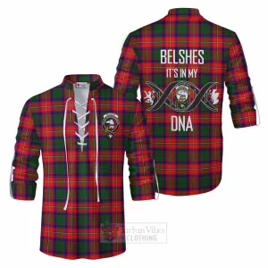 Belshes (Belsches) Tartan Ghillie Kilt Shirt with Family Crest DNA In Me Style