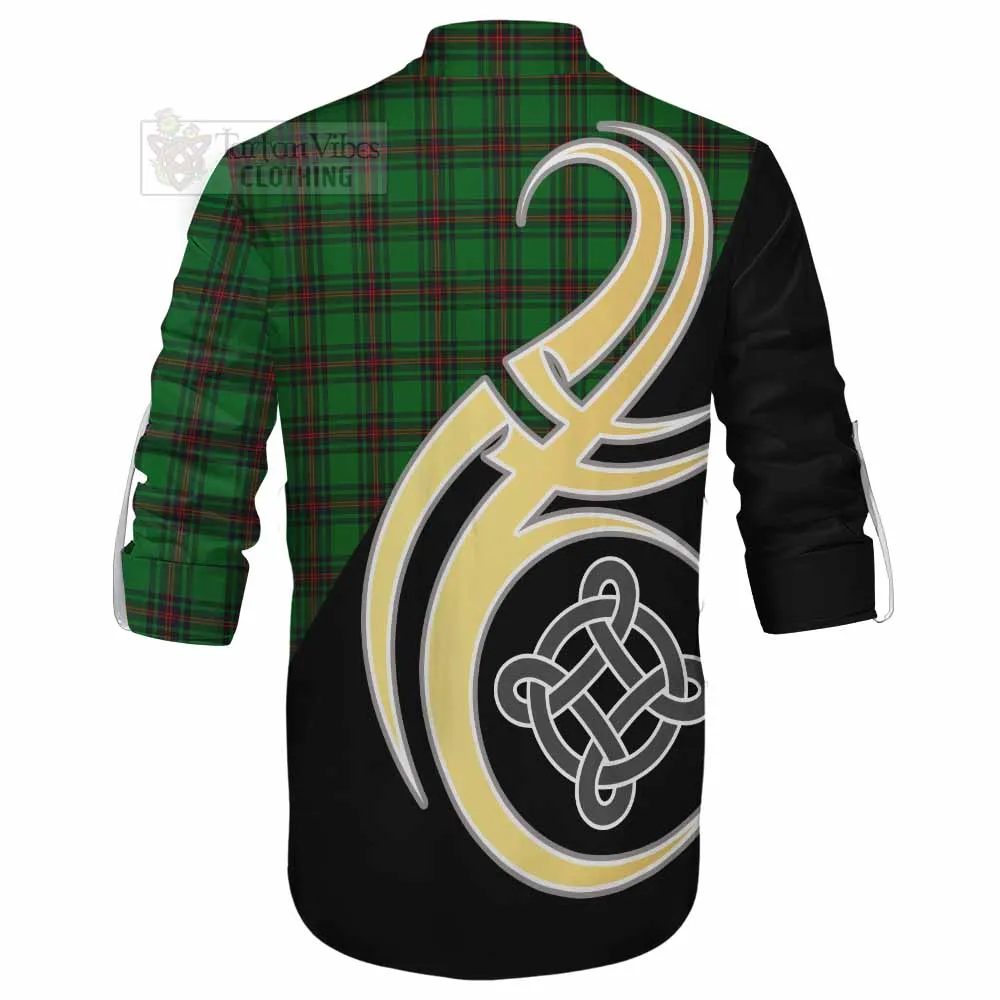 Beveridge Tartan Ghillie Kilt Shirt with Family Crest and Celtic Symbol Style