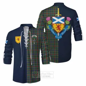Bisset Tartan Ghillie Kilt Shirt Alba with Scottish Lion Royal Arm Half Style