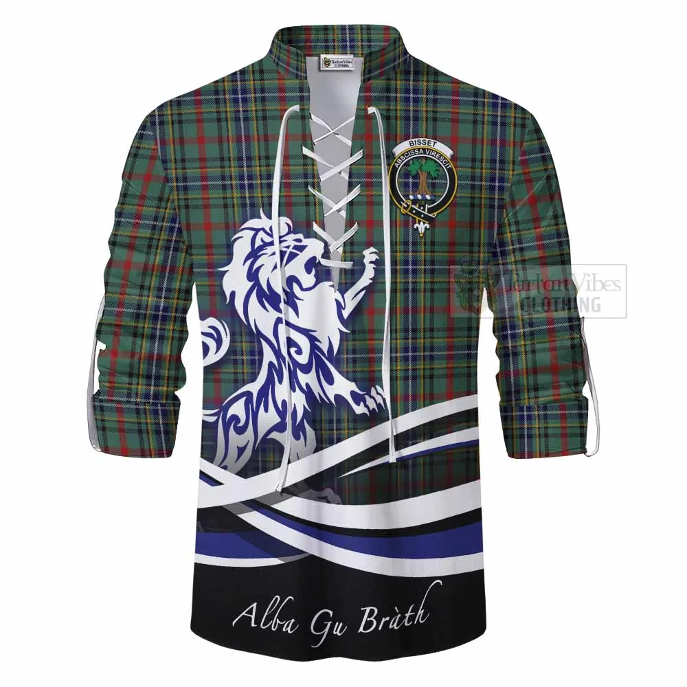 Bisset Tartan Ghillie Kilt Shirt with Alba Gu Brath Regal Lion Emblem