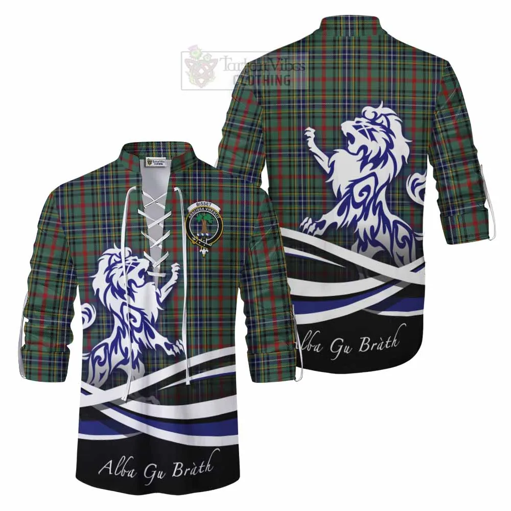 Bisset Tartan Ghillie Kilt Shirt with Alba Gu Brath Regal Lion Emblem
