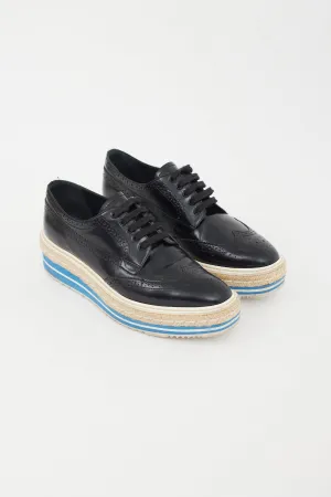 Black & Blue Leather Platform Brogue