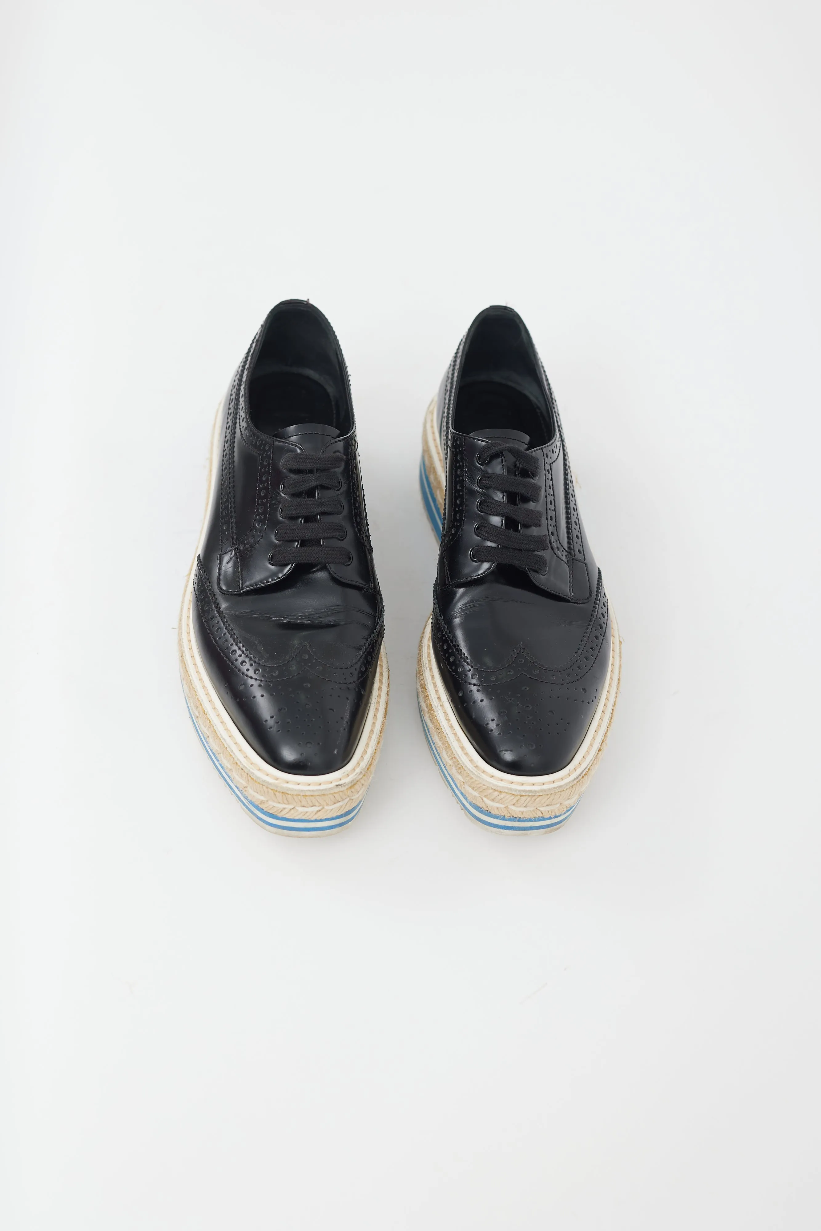 Black & Blue Leather Platform Brogue
