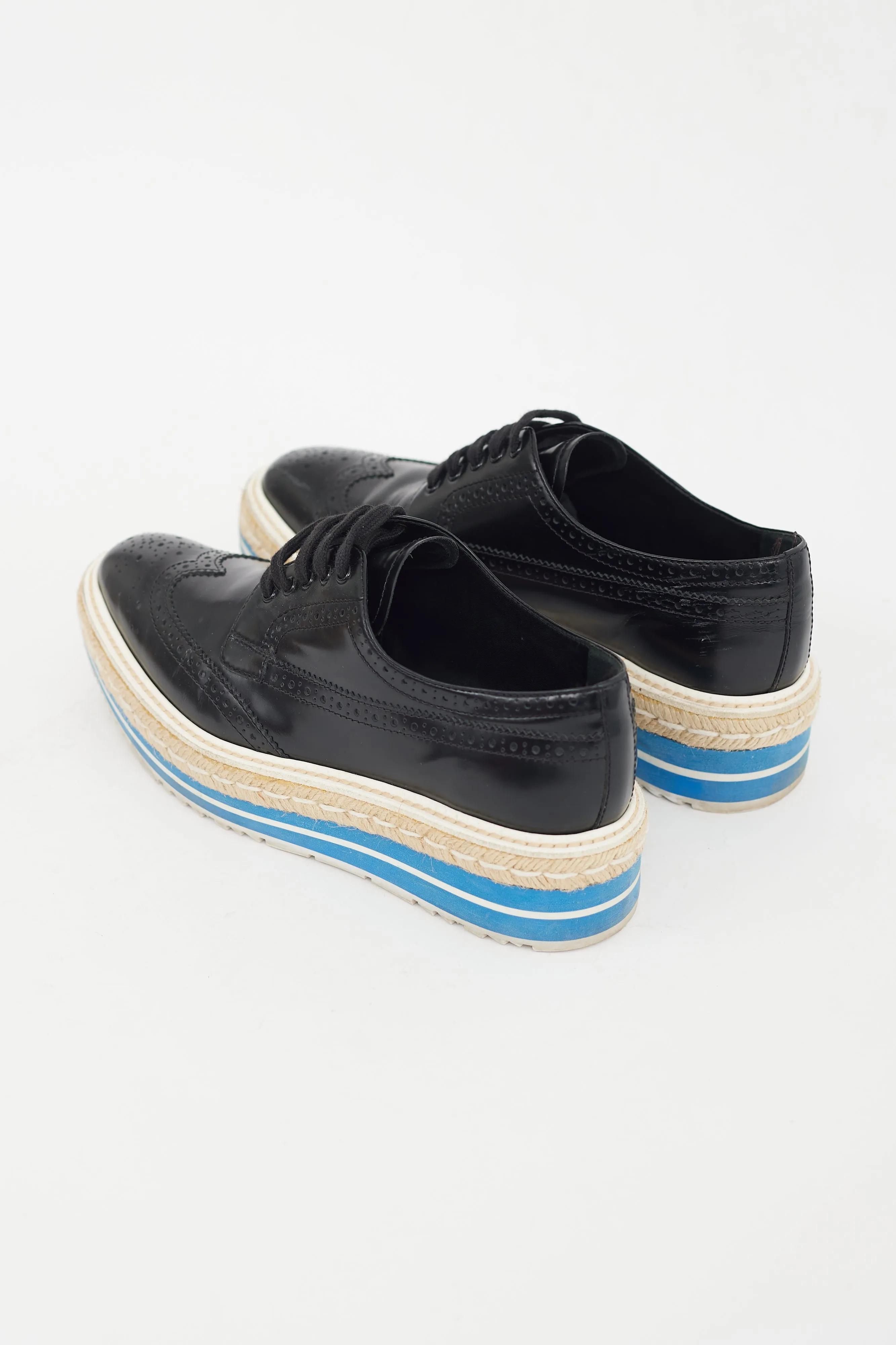 Black & Blue Leather Platform Brogue