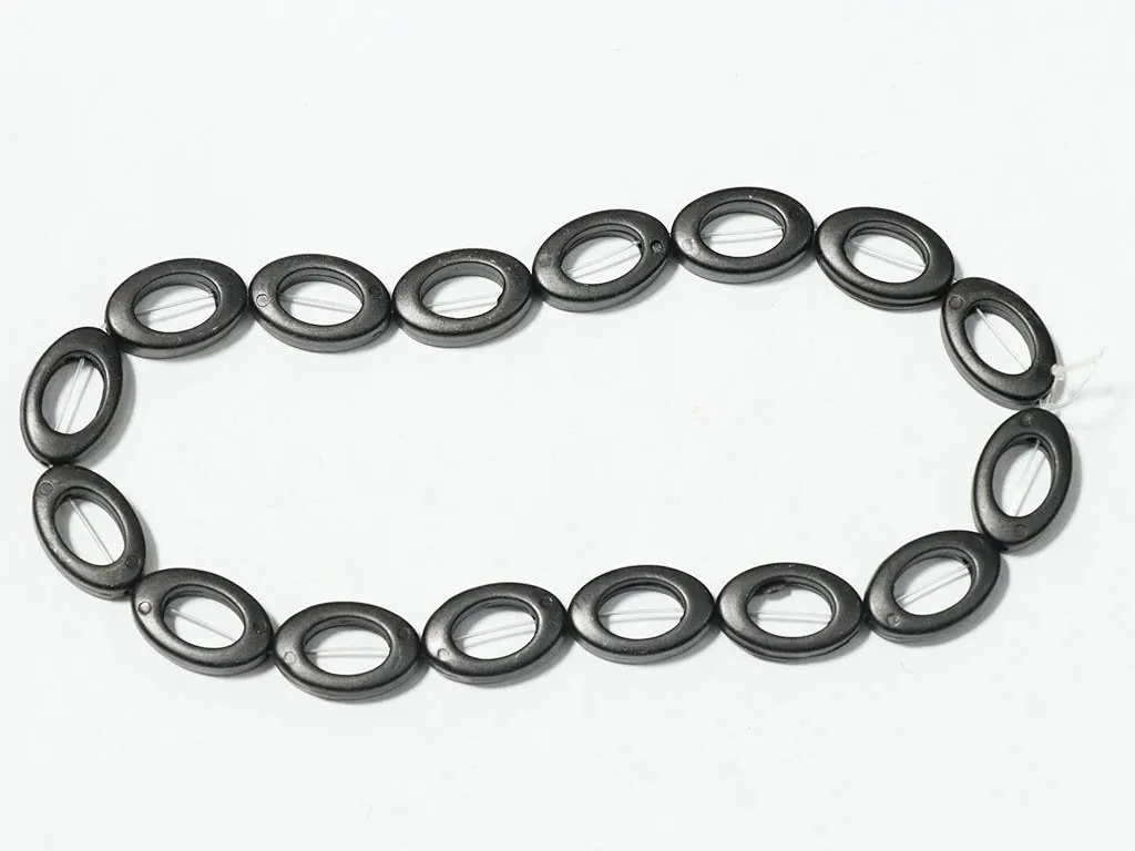 Black Oval Plastic Beads - 20x15 mm