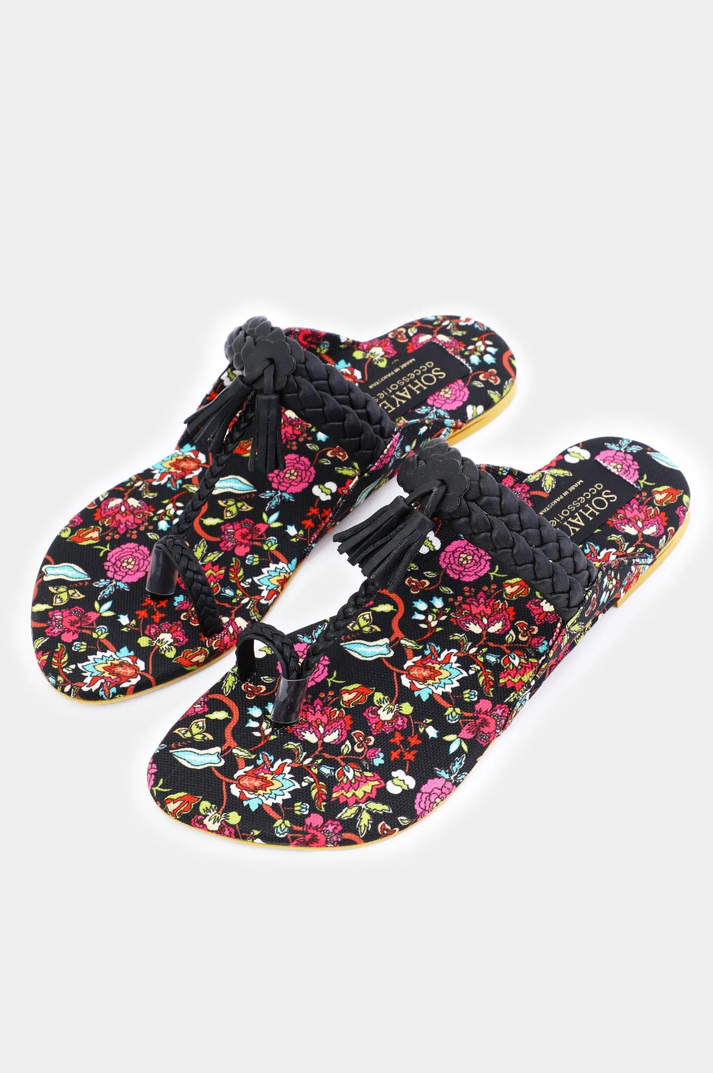 Black Sohaye Embellished Kohlapuri for Women's