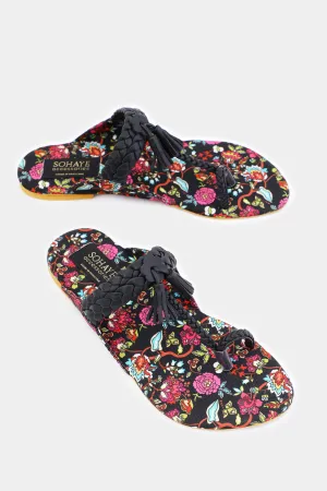 Black Sohaye Embellished Kohlapuri for Women's