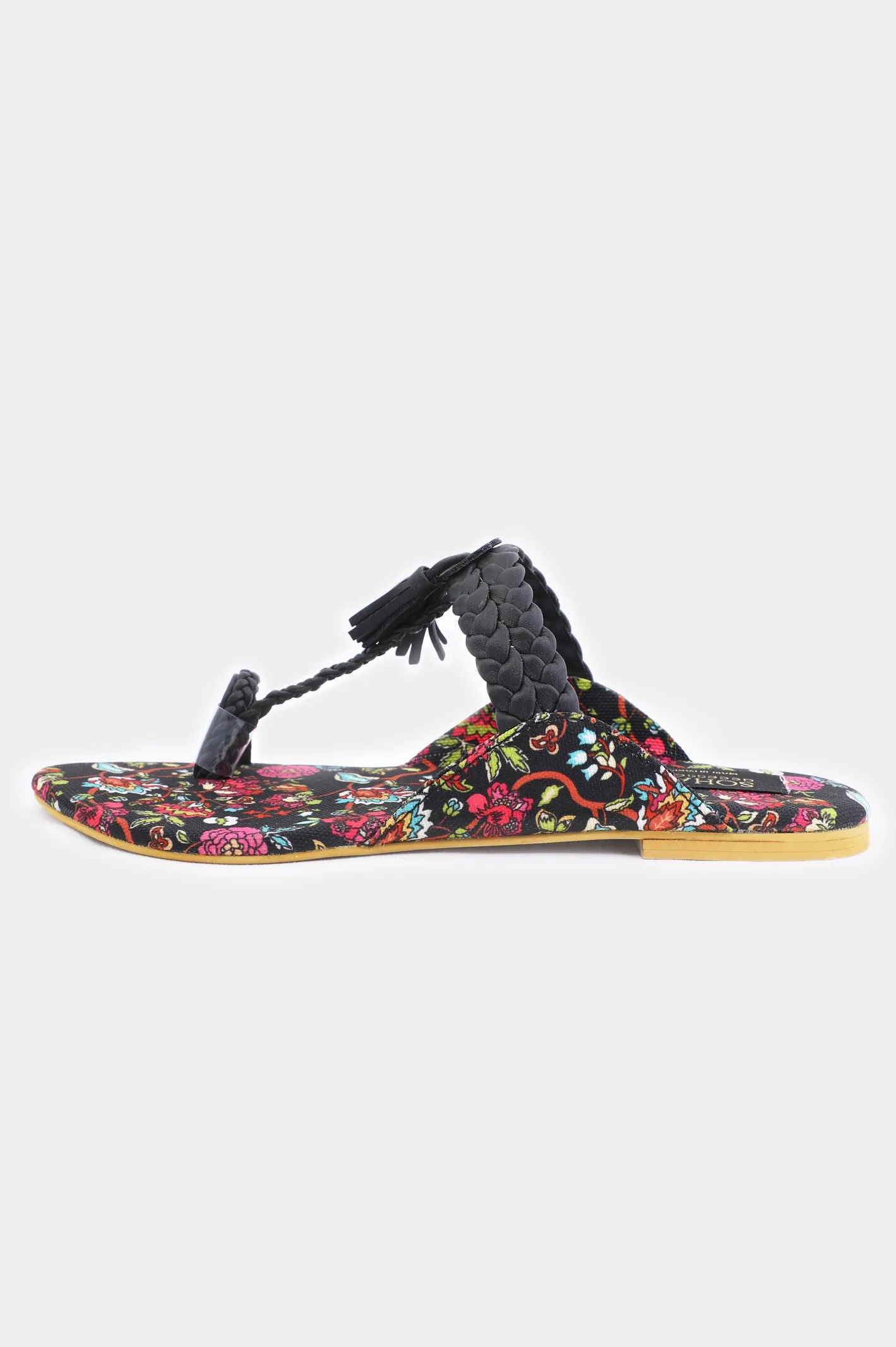 Black Sohaye Embellished Kohlapuri for Women's