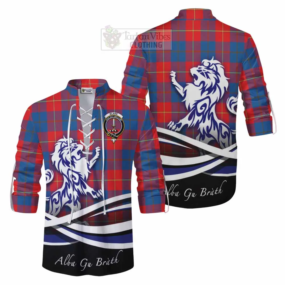 Blane Tartan Ghillie Kilt Shirt with Alba Gu Brath Regal Lion Emblem