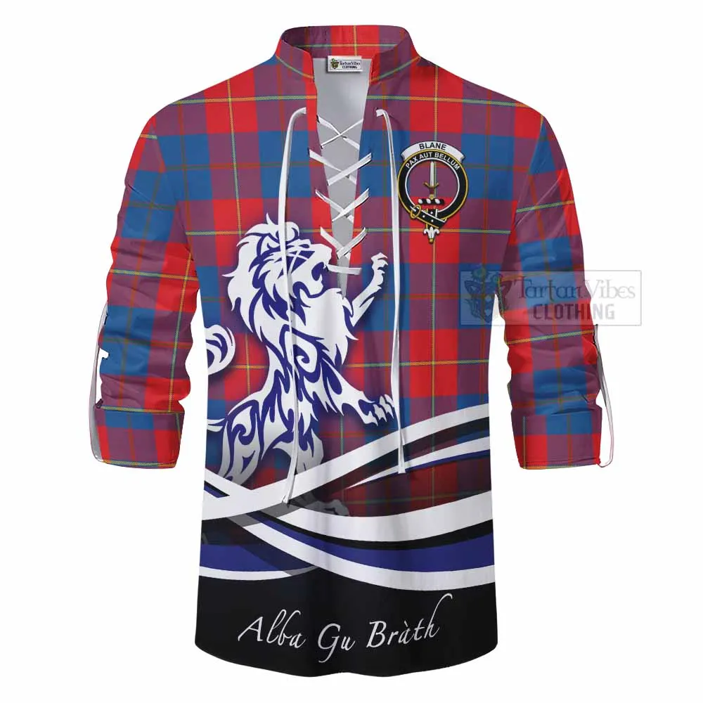 Blane Tartan Ghillie Kilt Shirt with Alba Gu Brath Regal Lion Emblem