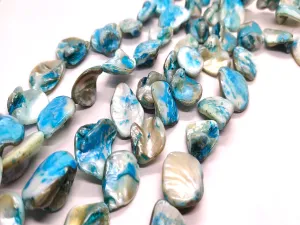 Blue Cream Designer Uncut Shell Beads