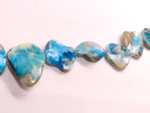 Blue Cream Uneven Designer Shell Beads