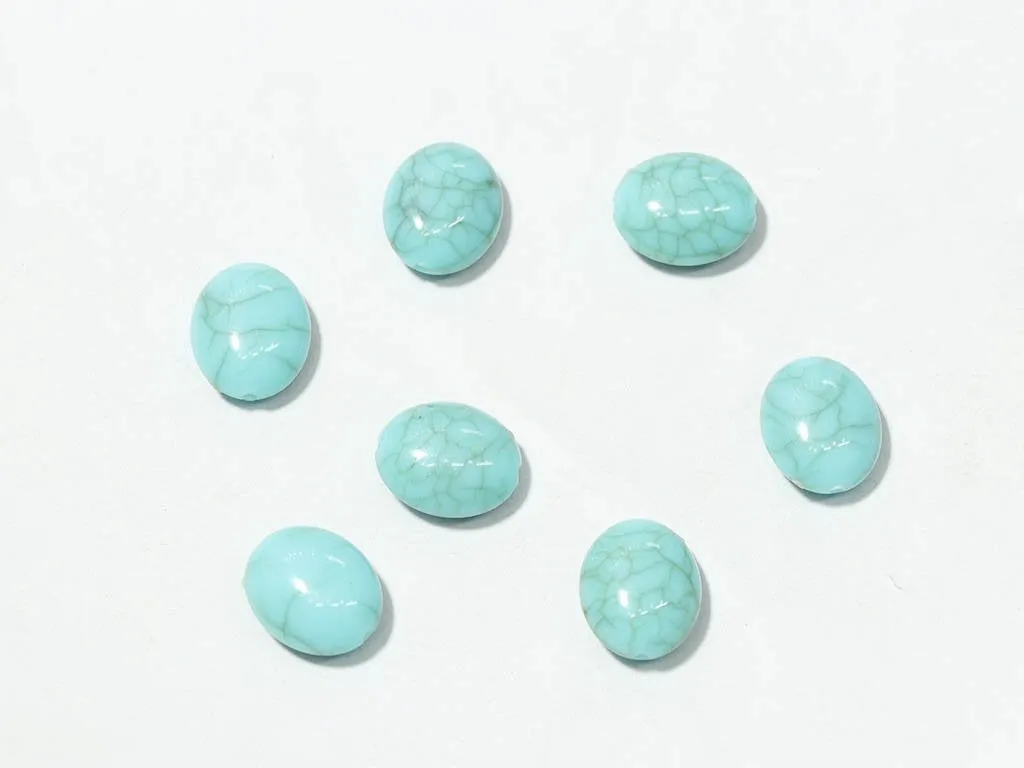 Blue Designer Oval Plastic Beads - 15x18 mm