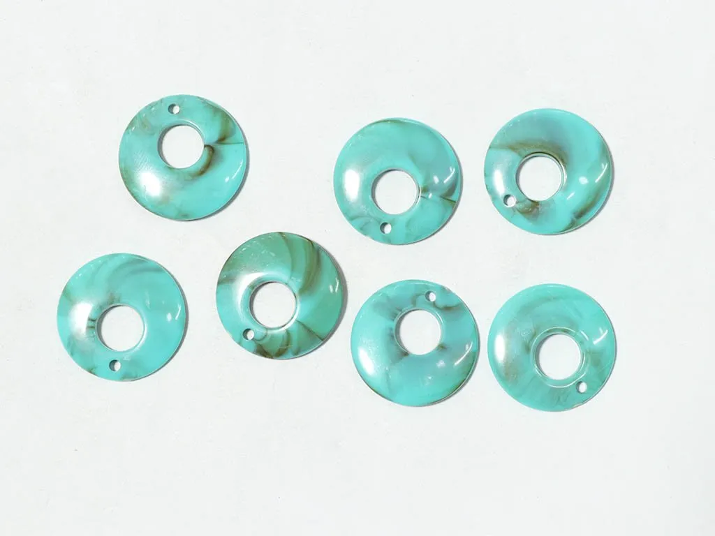 Blue Designer Ring Plastic Beads - 24 mm