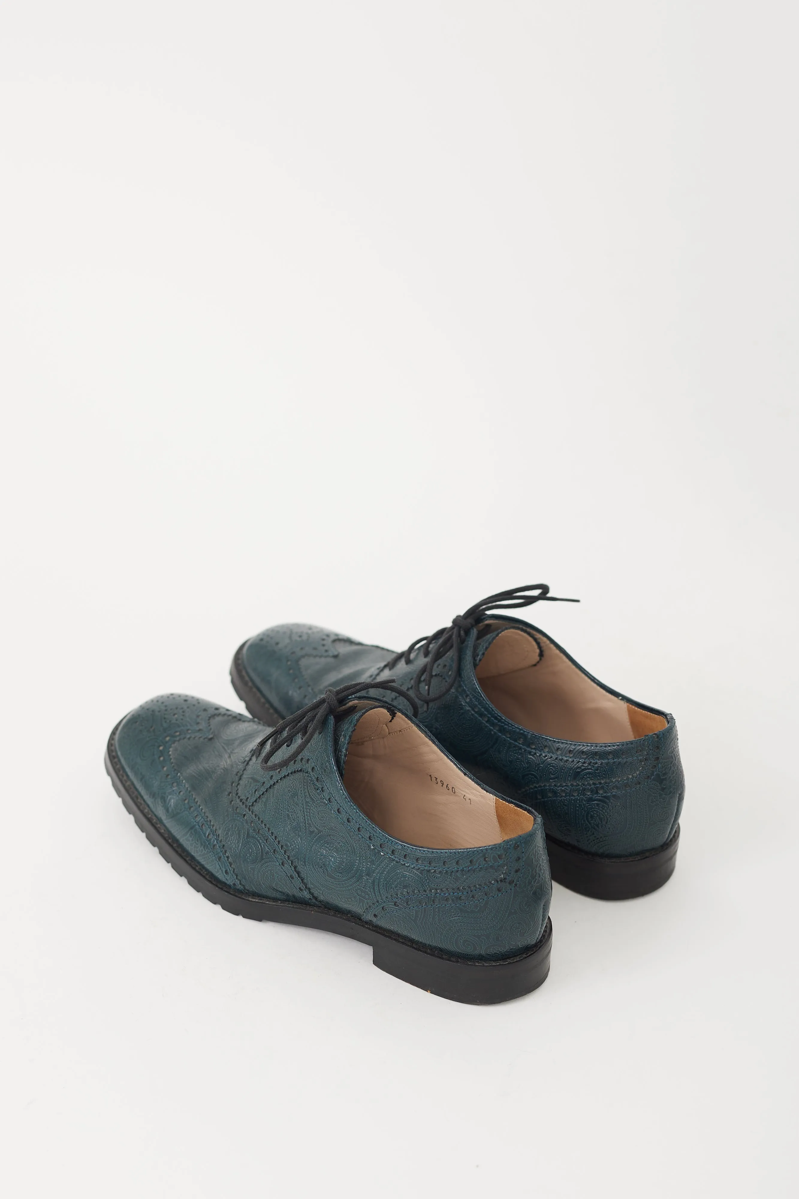 Blue Embossed Leather Brogue