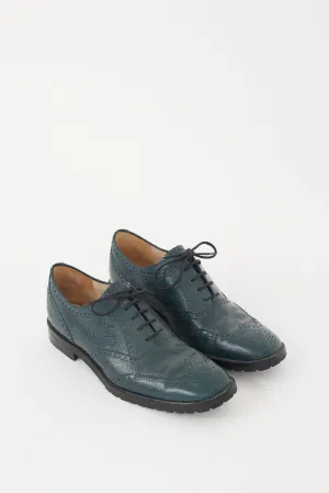 Blue Embossed Leather Brogue