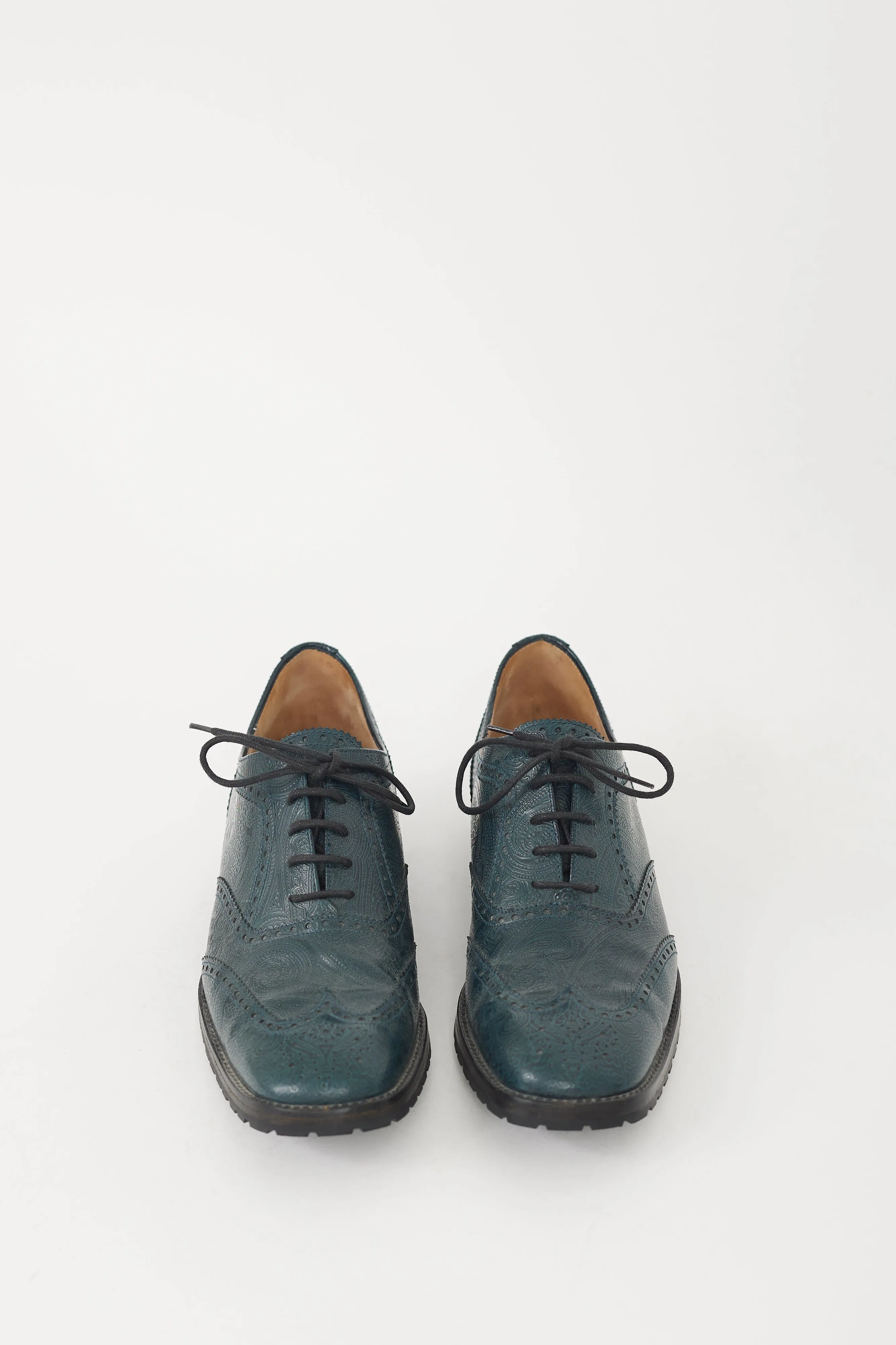 Blue Embossed Leather Brogue