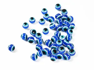 Blue Evil Eye Circular Plastic Beads