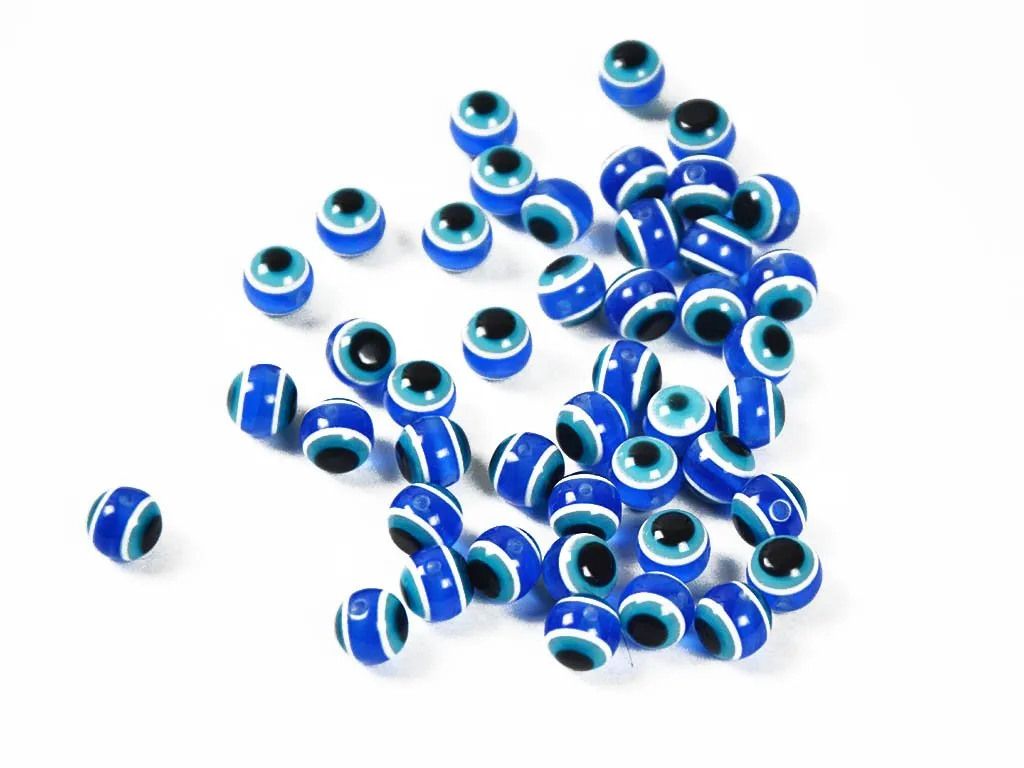 Blue Evil Eye Circular Plastic Beads