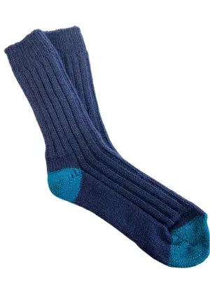 Blue Irish Merino Wool Socks | Large