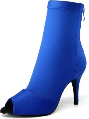 Blue Lycra Dance Boots Stiletto Dance Heels