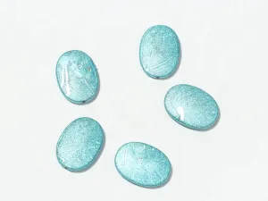 Blue Sparkle Designer Oval Plastic Beads - 30x12 mm