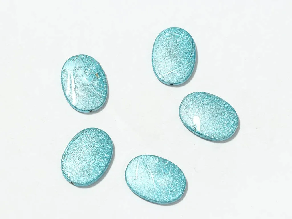 Blue Sparkle Designer Oval Plastic Beads - 30x12 mm