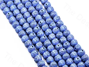 Blue Spherical Plastic Printed Beads