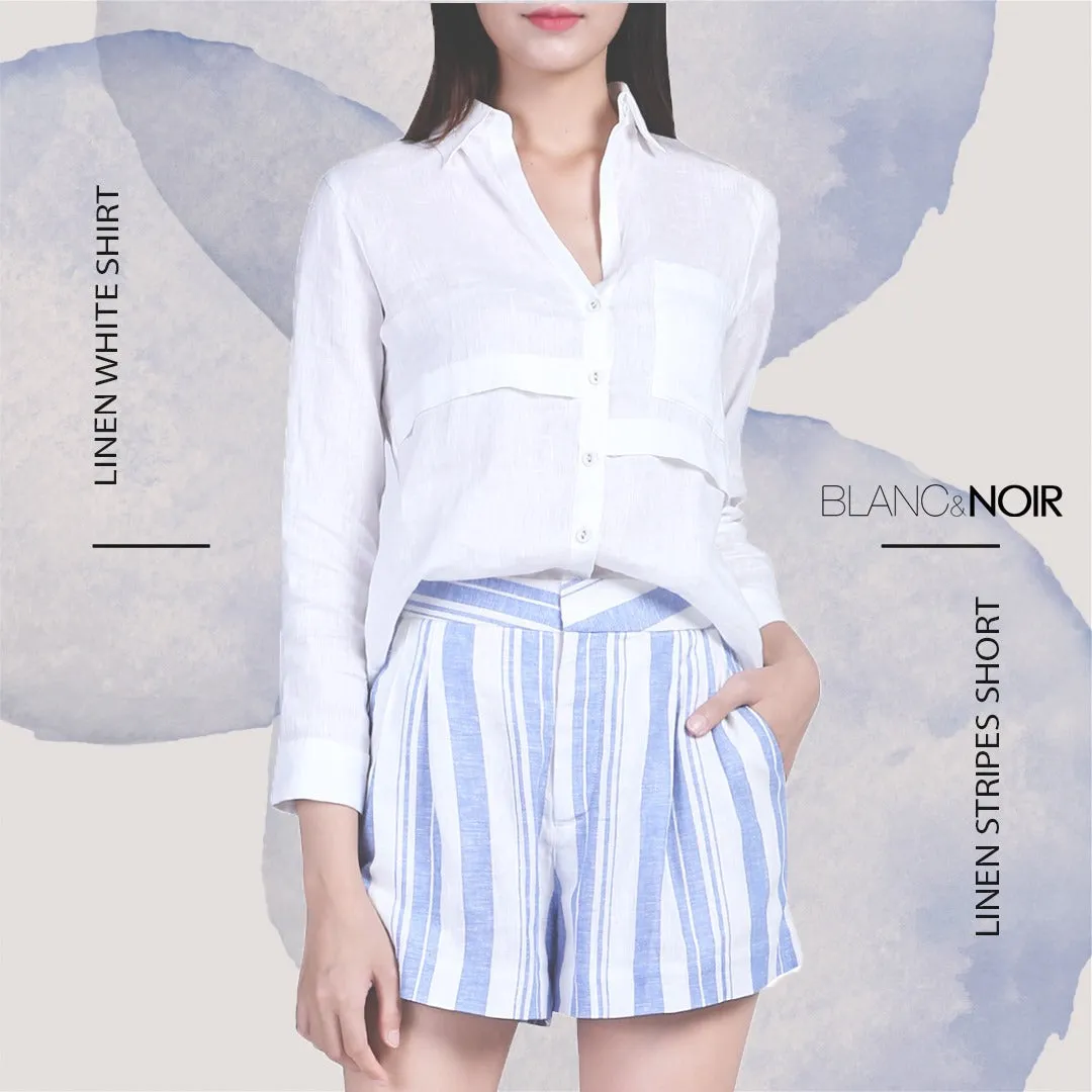 Blue Stripes Linen Short