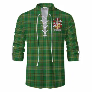 Blunden Irish Clan Tartan Ghillie Kilt Shirt with Coat of Arms