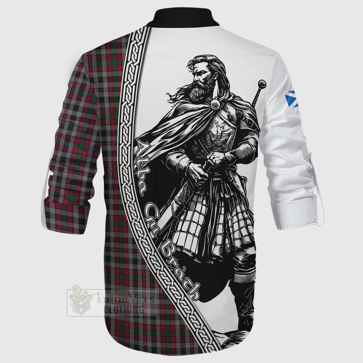 Borthwick Tartan Clan Crest Ghillie Kilt Shirt with Highlander Warrior Celtic Style
