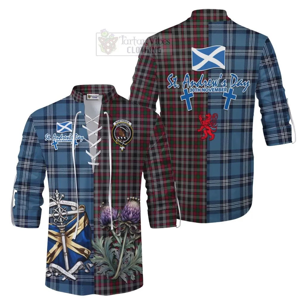 Borthwick Tartan Ghillie Kilt Shirt Happy St. Andrew's Day Half Tartan Style