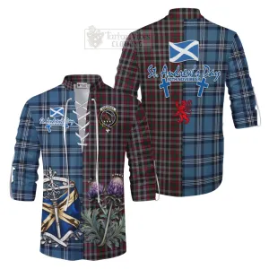 Borthwick Tartan Ghillie Kilt Shirt Happy St. Andrew's Day Half Tartan Style