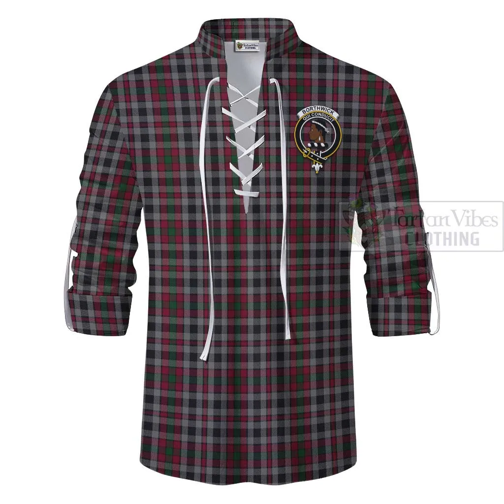 Borthwick Tartan Ghillie Kilt Shirt with Family Crest Celtic Skull Style