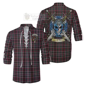 Borthwick Tartan Ghillie Kilt Shirt with Family Crest Celtic Skull Style