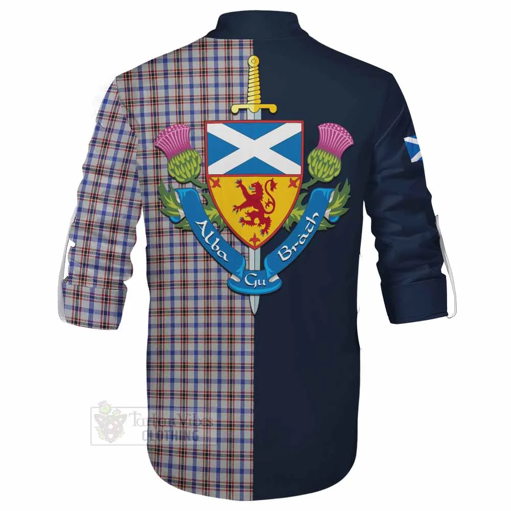 Boswell Tartan Ghillie Kilt Shirt Alba with Scottish Lion Royal Arm Half Style