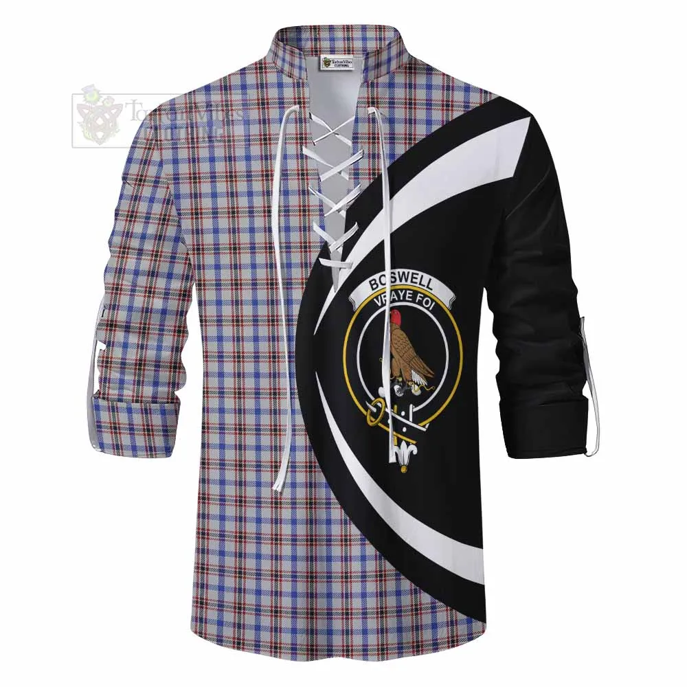 Boswell Tartan Ghillie Kilt Shirt with Family Crest Circle Style