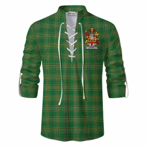 Bourke Irish Clan Tartan Ghillie Kilt Shirt with Coat of Arms