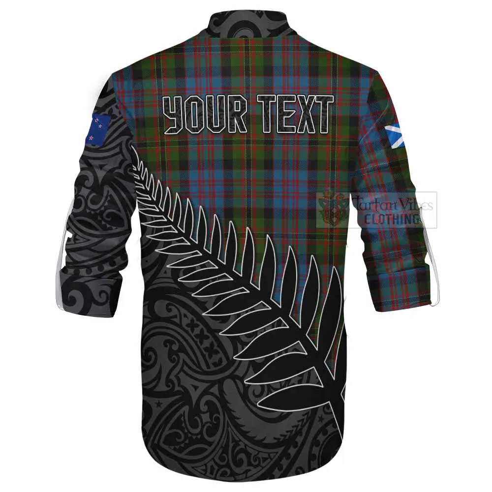 Bowie Crest Tartan Ghillie Kilt Shirt with New Zealand Silver Fern Half Style